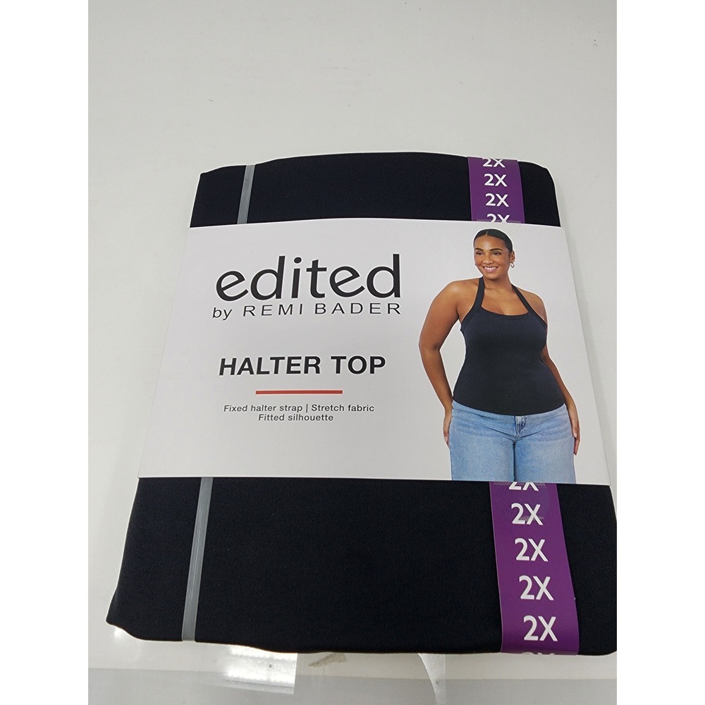 Edited by Remi Bader Womens Halter Top Black Nylon‎ Blend Casual Size 2X